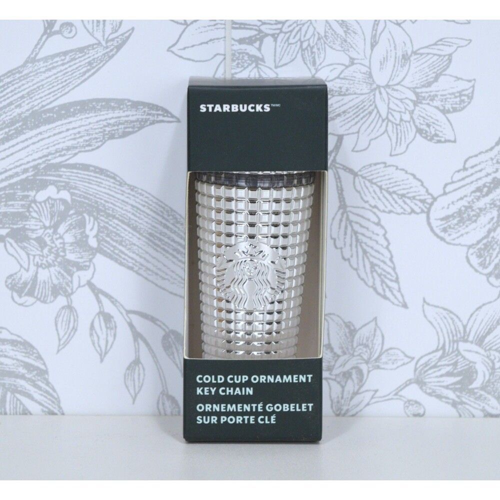 Starbucks Silver Jewled Cold Cup Ornament Keychain Holiday Edition New - Picture 1 of 3
